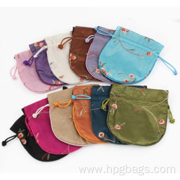 Floral Embroidered Jewelry Bag Gift Pouch